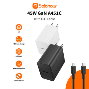 GaN 45W Super Fast Charger With 1m C-C Cable  (1 Port | USB-C) US Plug