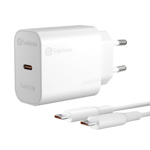 GaN 20W Fast Charger Kit With 1m C-C Cable ( (1 Port | USB-C) EU Plug