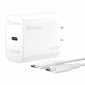 طقم شاحن سريع GaN بقوة 20 واط مع كابل USB-C بطول 1 متر (منفذ واحد | USB-C) قابس أمريكي