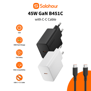 GaN 45W Super Fast Charger With 1m C-C Cable  (1 Port | USB-C) EU Plug