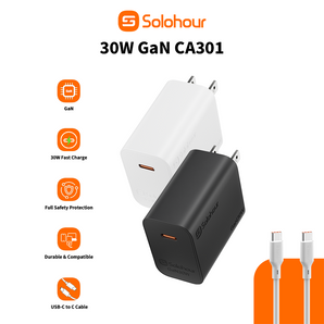 GaN 30W Fast Charger Kit With 1m C-L Cable (1 Port | USB-C) US Plug