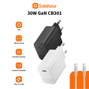 GaN 30W Fast Charger Kit With 1m C-C Cable ( (1 Port | USB-C）EU Plug