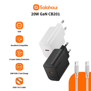GaN 20W Fast Charger Kit With 1m C-L Cable (1 Port | USB-C) EU Plug