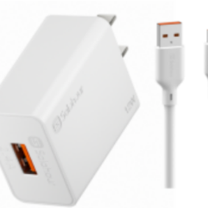 12W Fast Charger Kit With 1m USB-A to USB-C Cable US Plug